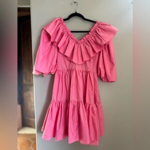 Beulah Style Pink Ruffle Tiered Maxi Dress Cottagecore Boho Romantic S Soft Girl